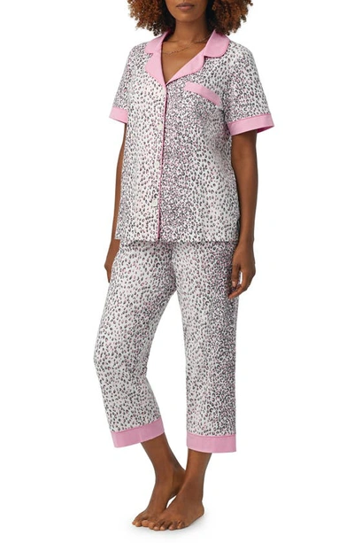 Bedhead Pajamas Cropped Heart-print Pajama Set In Spa Kitten