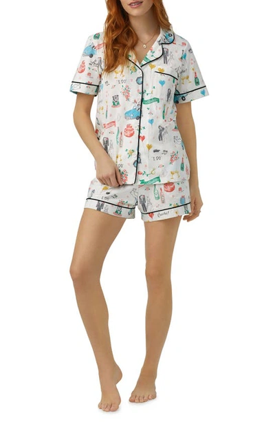 Bedhead Pyjamas Printed Organic Cotton Jersey Shorty Pyjama Set In Just Married