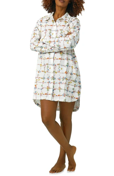 Bedhead Pajamas Floral-print Cotton Poplin Sleep Shirt In Spring Vines