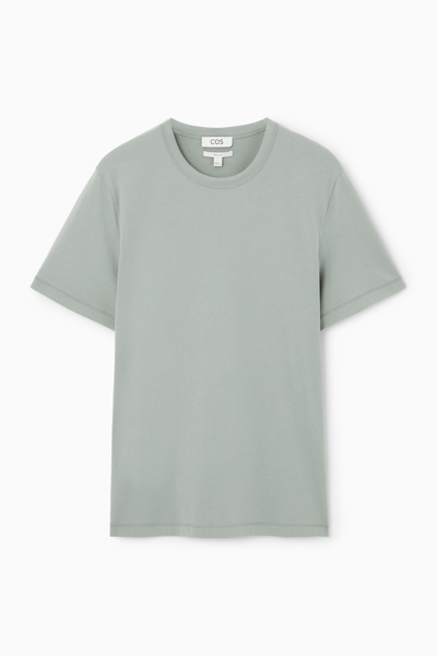 Cos Regular-fit Mid-weight Brushed T-shirt In Green