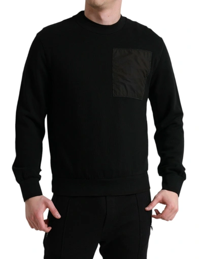 Dolce & Gabbana Black Cotton Crew Neck Men Pullover Jumper