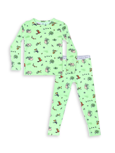 Bellabu Bear Baby's, Little Kid's & Kid's Rainforest Graphic Pajamas In Bright Green