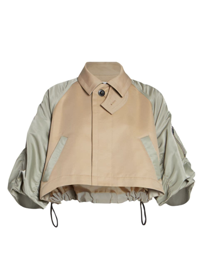 Sacai Cotton-blend Gabardine And Twill Jacket In Brown