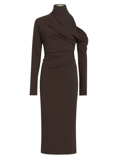 Gauge81 Teresa Asymmetric Midi Dress In Brown