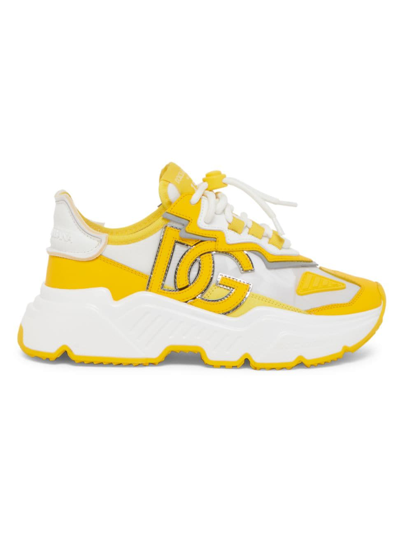 Dolce & Gabbana Women's Daymaster Leather Low-top Trainers In Yellow