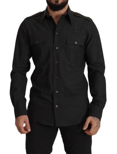 Dolce & Gabbana Elegant Slim Fit Dark Green Cotton Men's Shirt