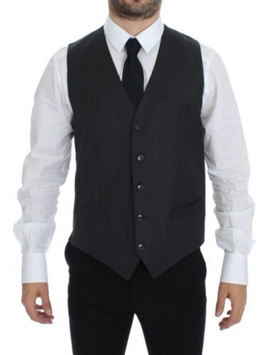 Dolce & Gabbana Gray Wool Formal Dress Vest Gilet Men's Weste