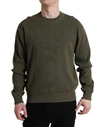 DOLCE & GABBANA DOLCE & GABBANA ELEGANT GREEN CREW NECK COTTON MEN'S SWEATER