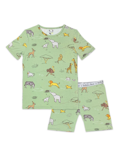 Bellabu Bear Kids' Baby Boy's, Little Boy's & Boy's Savannah Pajama Shorts Set In Medium Green