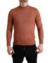 DOLCE & GABBANA DOLCE & GABBANA SILK-CASHMERE ORANGE CREW NECK MEN'S SWEATER