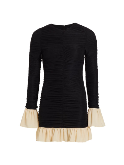 Rotate Birger Christensen Ruched Minidress In Black Comb