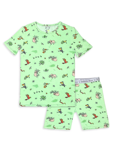 Bellabu Bear Baby's, Little Kid's & Kid's Rainforest Graphic T-shirt & Shorts Set In Bright Green