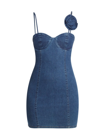 Rotate Birger Christensen Women's Body-con Denim Appliqué Minidress In Orion Blue