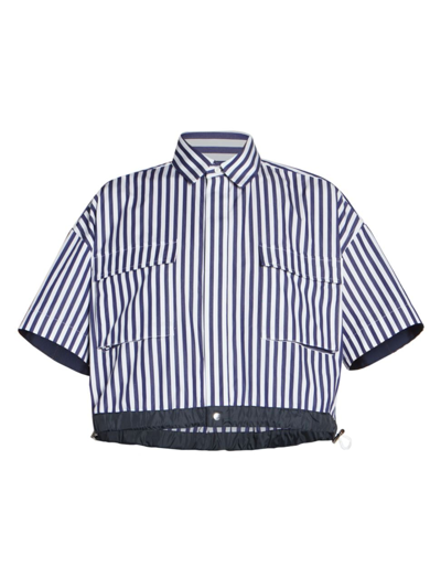 SACAI WOMEN'S THOMAS MASON STRIPE CROP SHIRT