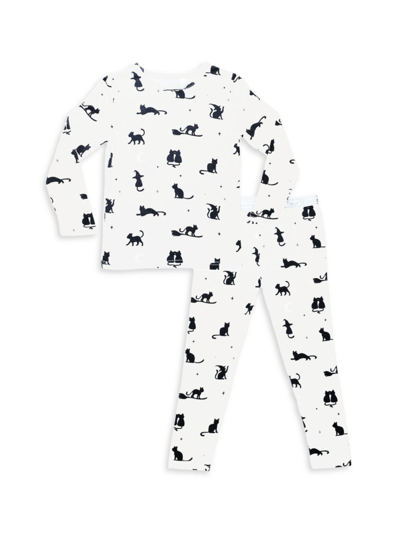 Bellabu Bear Baby Girl's, Little Girl's & Girl's Black Cat Graphic Pajamas In Medium Grey