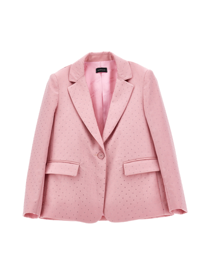 Monnalisa Viscose Blazer With Rhinestones In Rosa Fairy Tale