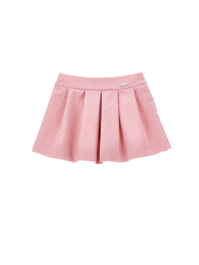 Monnalisa Kids'   Viscose Mini Skirt With Rhinestones In Rosa Fairy Tale