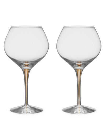 Orrefors Intermezzo Bouquet 2-piece Wine Glass Set In Gold