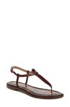 Sam Edelman Gigi Womens Leather Flats Thong Sandals In Dm-maple Bourbon