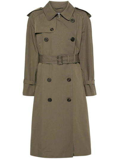 Prada Double-breasted Trench Coat In Green