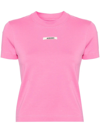 Jacquemus Le T-shirt Gros Grain Cotton-blend T-shirt In Pink & Purple