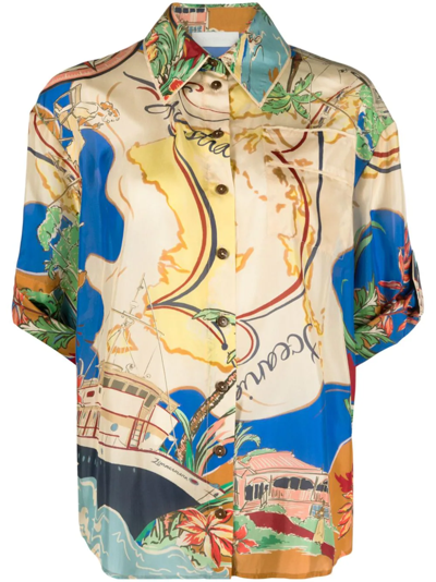 Zimmermann Alight Short-sleeve Shirt In Multicolor