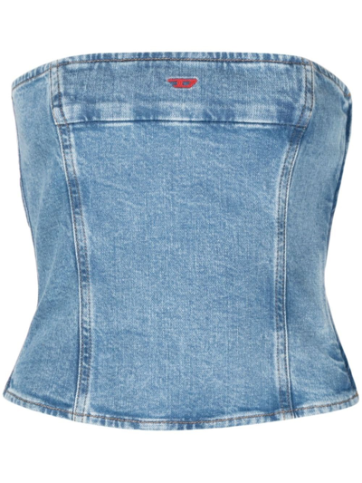 Diesel De Ville Denim Strapless Top In Blue