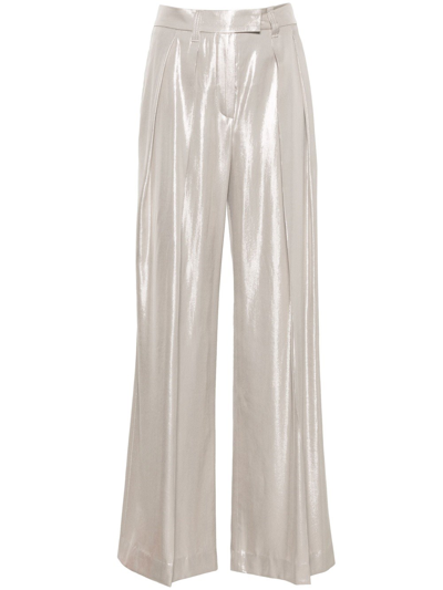 Brunello Cucinelli High-waist Wide-leg Trousers In Grey