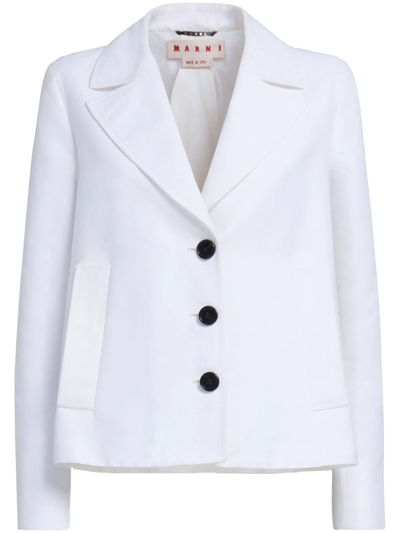 Marni Single-breasted Cotton Blazer In White