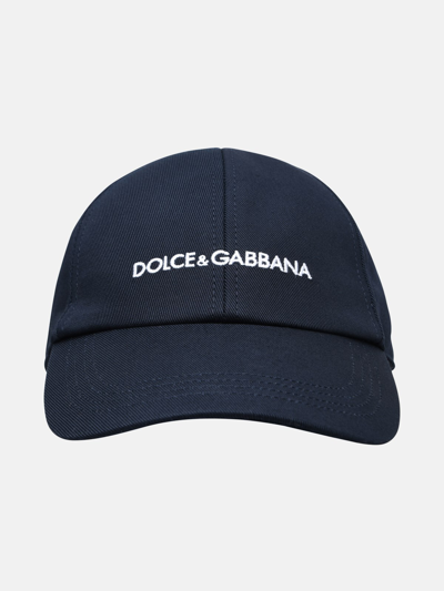 Dolce & Gabbana Black Cotton Hat In Navy