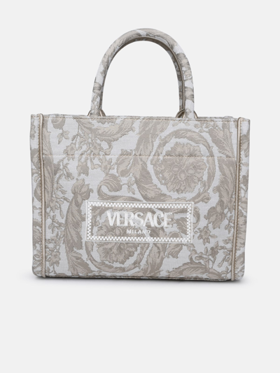 Versace Two-tone Fabric Bag In Beige