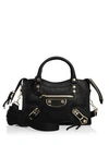 Balenciaga Mini Classic City Metallic Edge Leather Satchel In Black