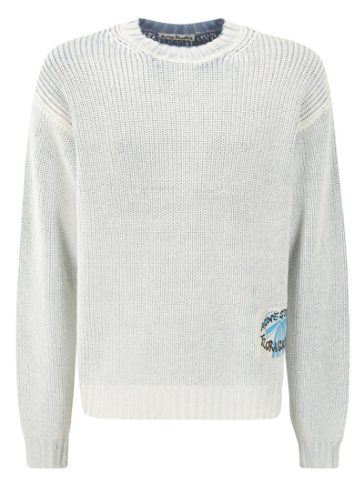 Acne Studios Logo Patch Long Sleeved Knitted Jumper In Multi