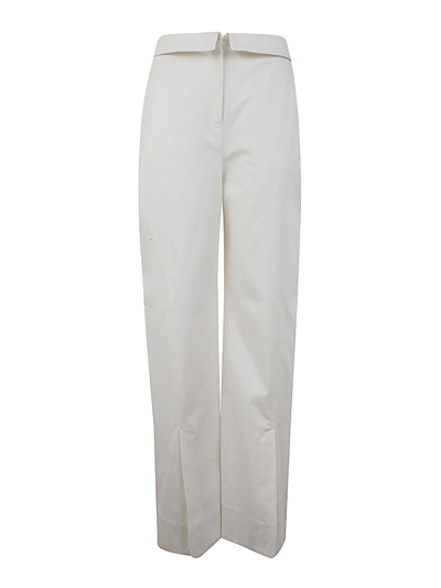 Alberta Ferretti Split Cotton Gabardine Wide Pants In White