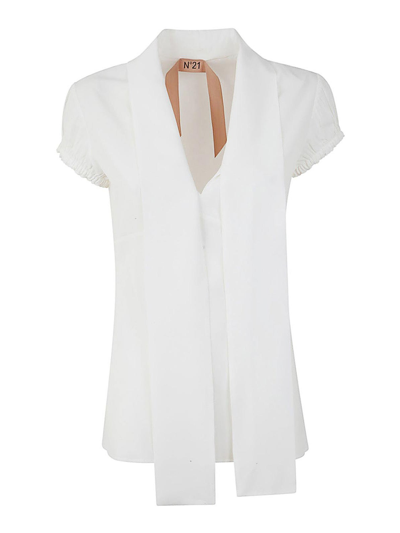 N°21 Tie Fastening Blouse In Blanco