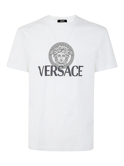 Versace Jersey Cotton T-shirt With Iconic Print In White
