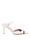 Malone Souliers Pointed Toe Stiletto Mules In White