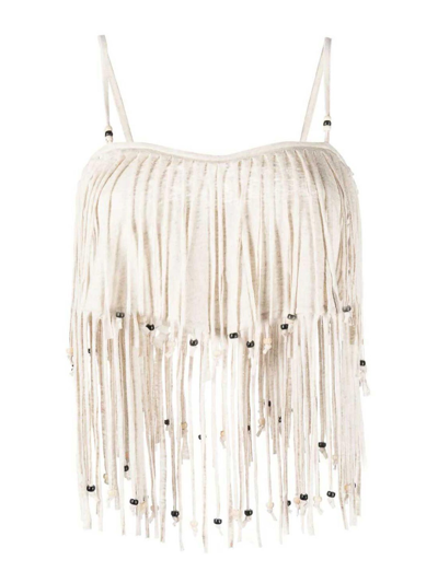 Alanui Cotton And Linen Blend Fringed Top In Blanco