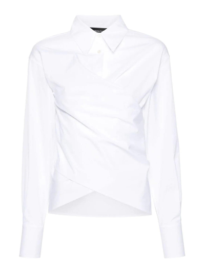 Fabiana Filippi Wrap-front Cutout Cotton Poplin Shirt In White