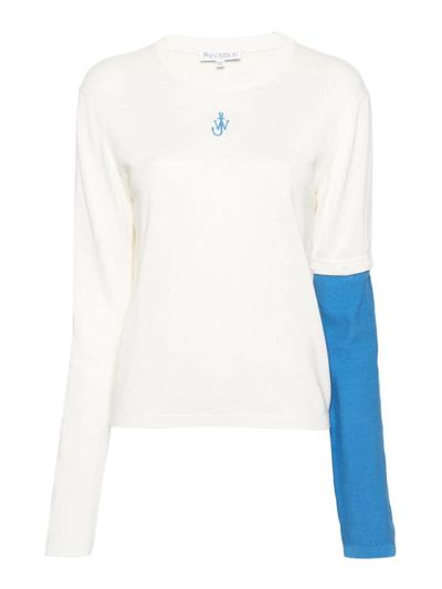 Jw Anderson Logo-embroidered Long-sleeve Jumper In White