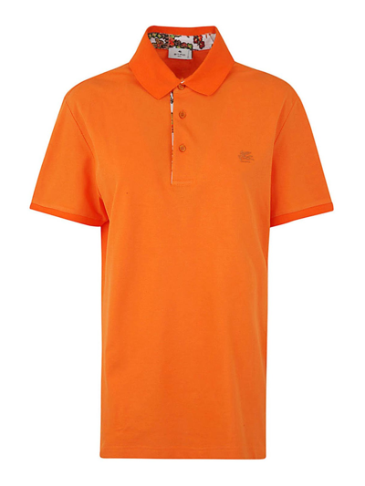 Etro Roma Printed Details Polo Shirt Clothing In Orange