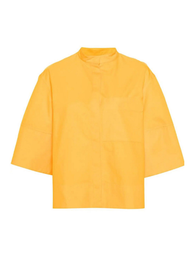Jil Sander Stand-collar Cotton Shirt In Naranja