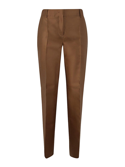 Alberta Ferretti Mikado Trouser Clothing In Brown