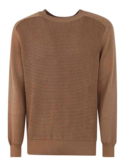 Zegna Cotton And Silk Crew Neck In Brown