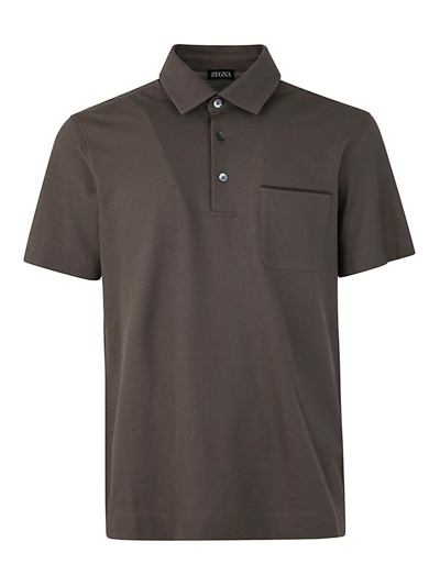 Zegna Pure Cotton Polo Clothing In Brown