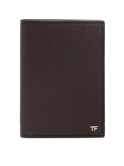 Tom Ford Bi-fold Leather Wallet In Brown