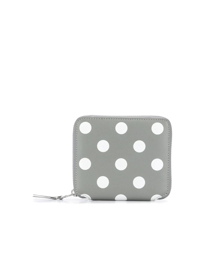 Comme Des Garçons Dot Leather Wallet In Grey