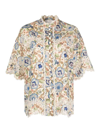 Zimmermann Junie Embroidered Short In Ivory/blue Floral In Light Blue