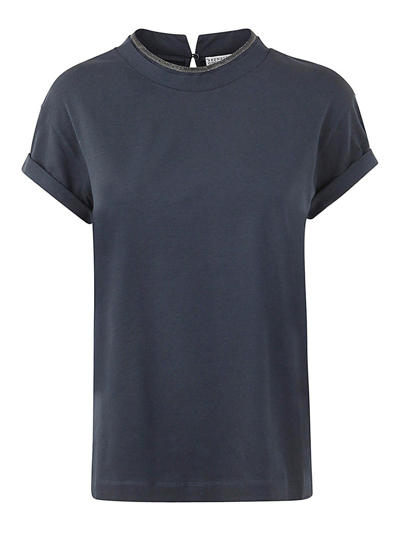 Brunello Cucinelli Round Neck T In Blue