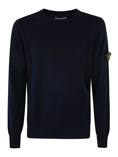 Stone Island Navy Crewneck Sweater In Black